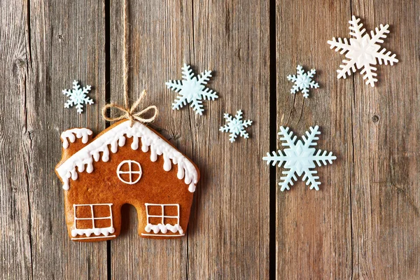 Χριστούγεννα σπιτικό μελόψωμο σπίτι μπισκότο — Φωτογραφία Αρχείου