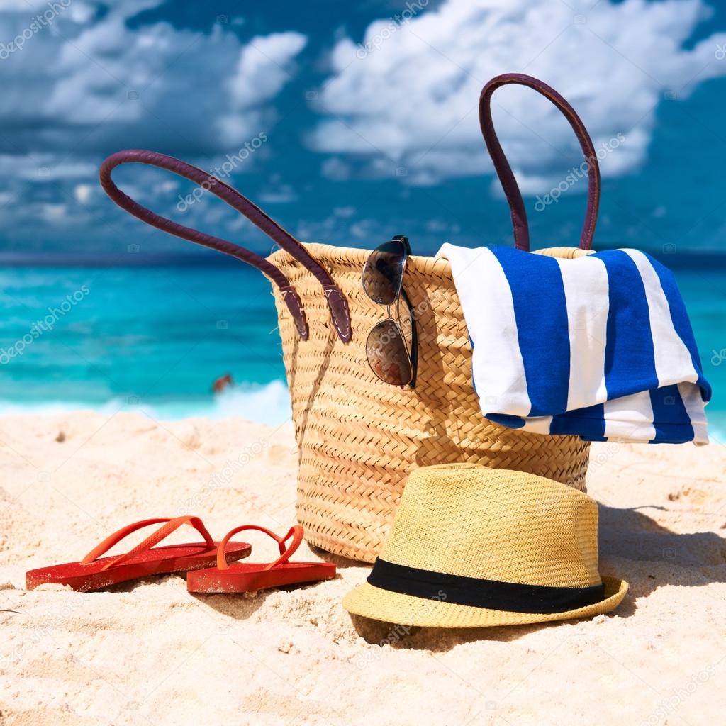 Beautiful beach with bag