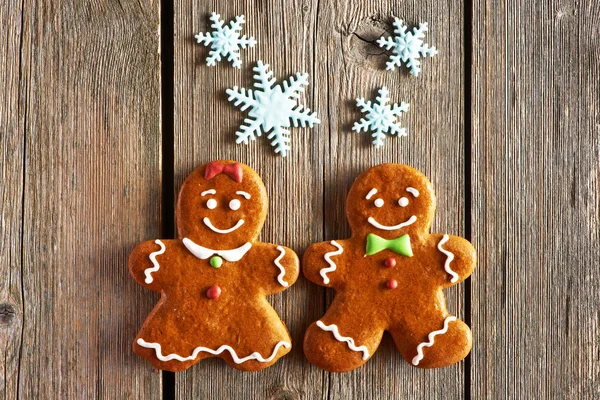 Christmas homemade gingerbread couple cookies — Stock Photo, Image