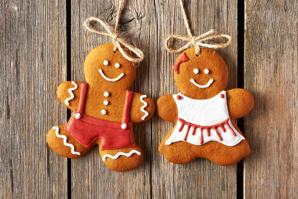 Christmas homemade gingerbread couple cookies — Stock Photo, Image