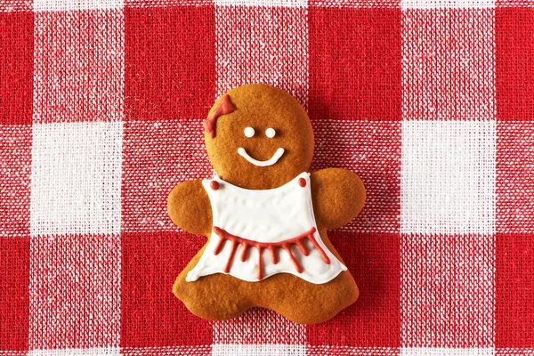 Christmas homemade gingerbread girl cookie — Stock Photo, Image
