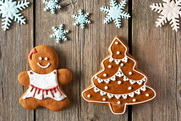 Christmas  girl and tree cookies — Stock Photo, Image