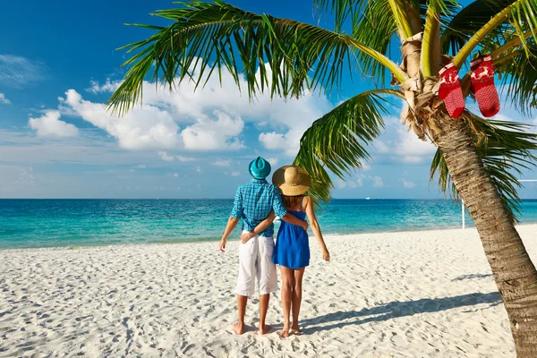 Casal em roupas azuis — Fotografia de Stock