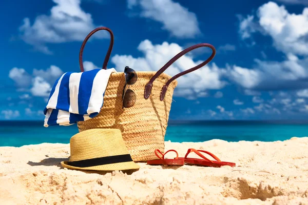 Spiaggia con borsa — Foto Stock