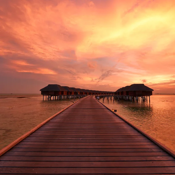 Coucher de soleil sur la plage des Maldives — Photo
