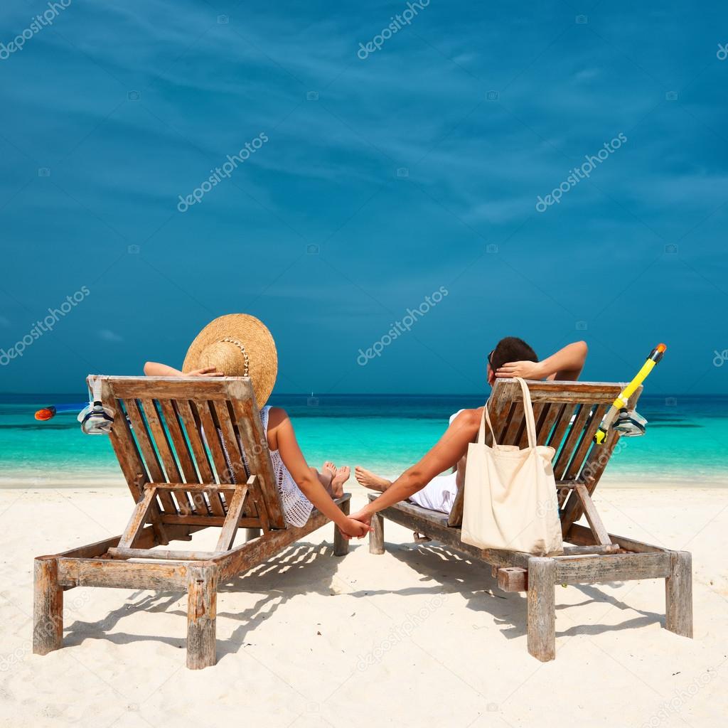 Couple on  beach at Maldives