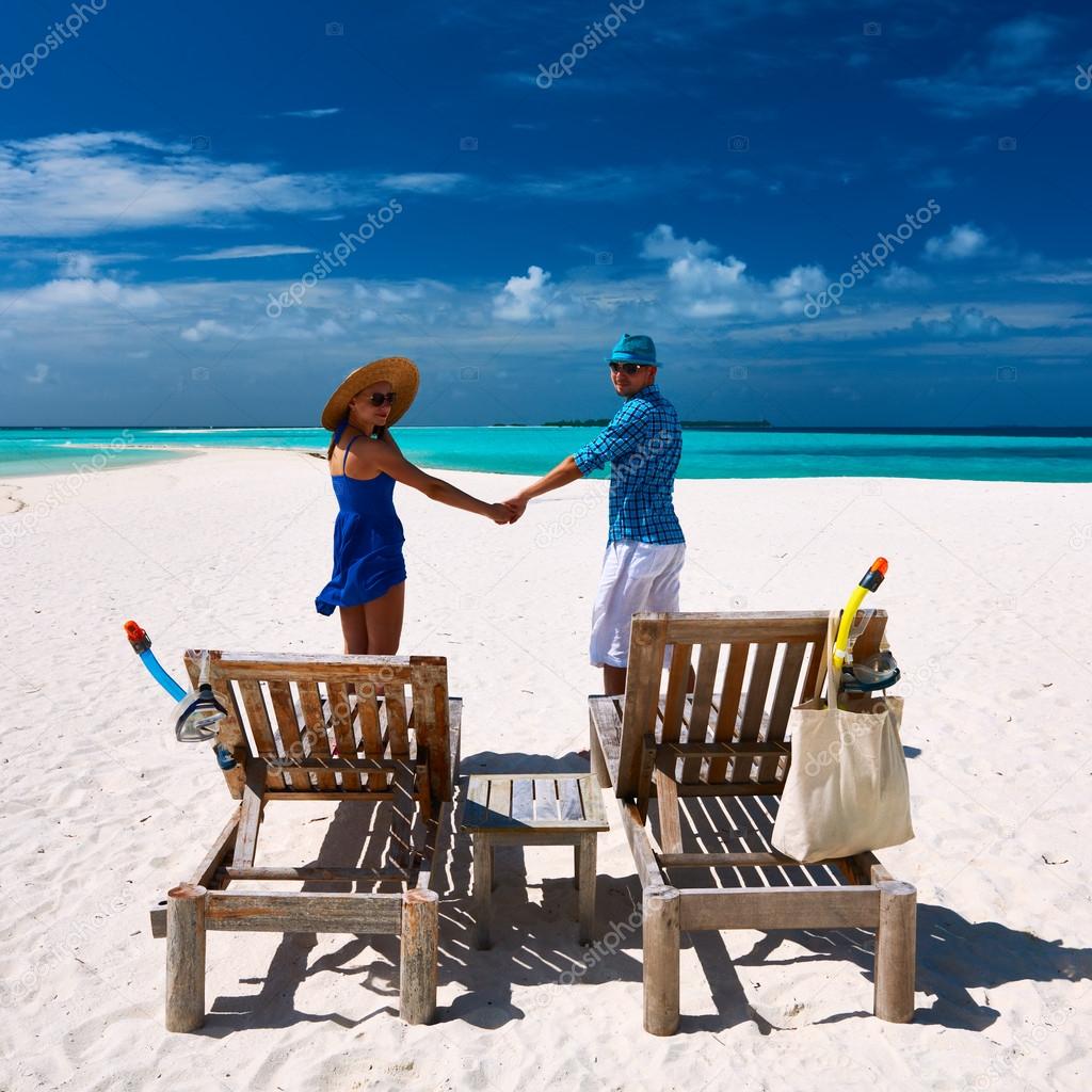 Couple on beach at Maldives