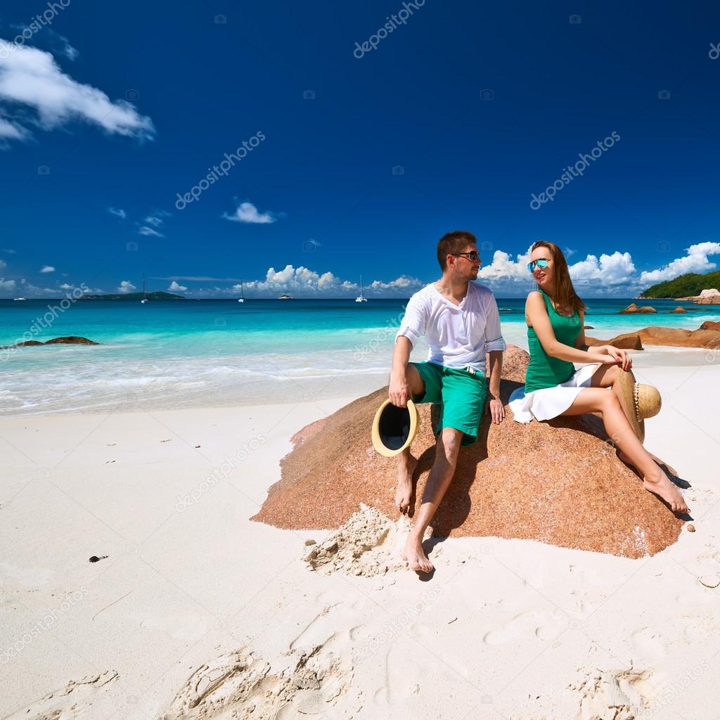 Couple on beach at Maldives