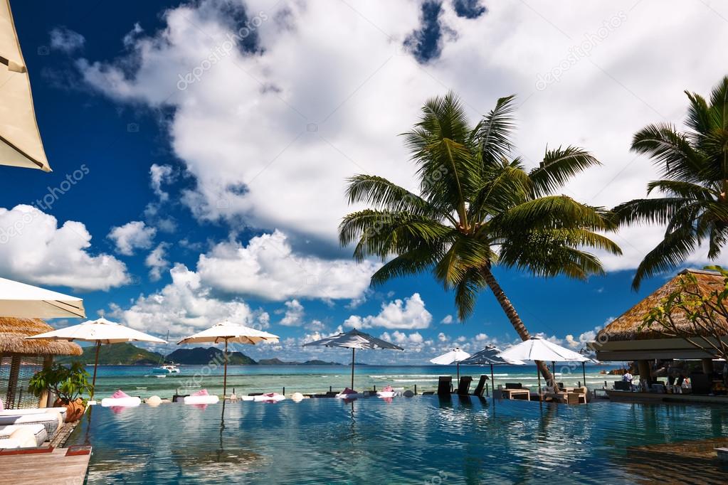 Luxury poolside jetty