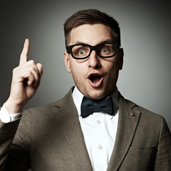 Confident nerd in eyeglasses — Stock Photo, Image