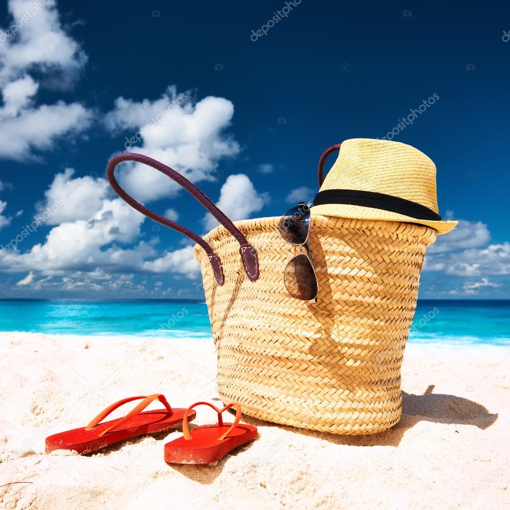 Beach with bag with accessories