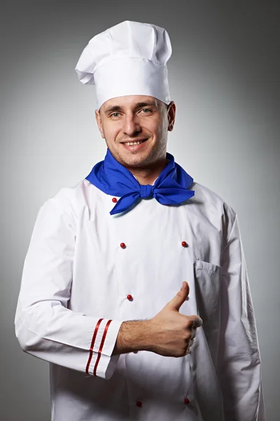Mannelijke chef-kok met duim omhoog — Stockfoto