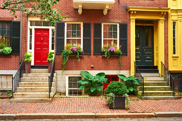 Street at Beacon Hill neighborhood, Boston, USA.