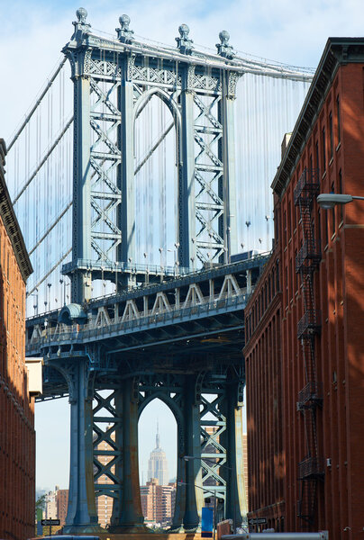 Famous view at Manhattan Bridge in New York City