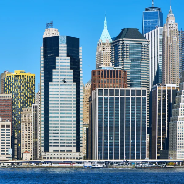 Lower Manhattan skyline view from Brooklyn — Stock Photo, Image