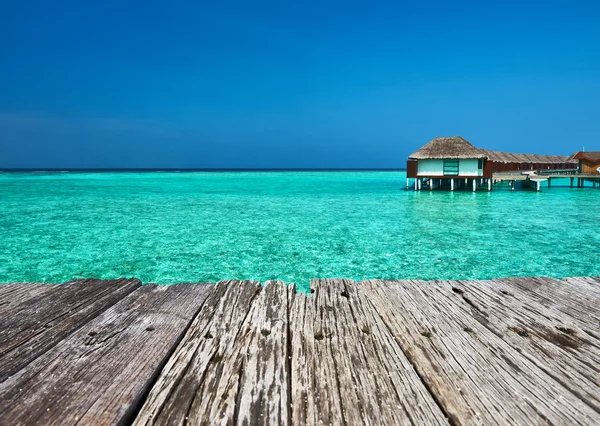 Beautiful beach with water bungalows Stock Image