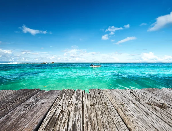 Gyönyörű tengerpart, a Seychelle-szigetek — Stock Fotó
