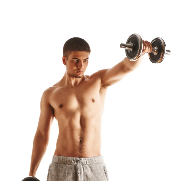 Man working out with dumbbells — Stock Photo, Image