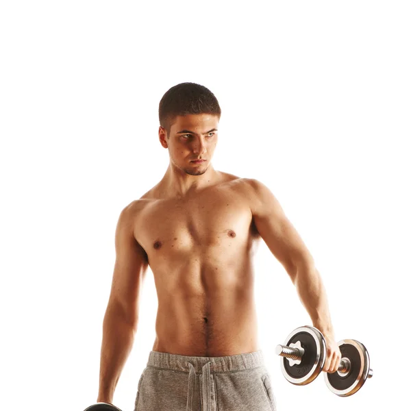 Man working out with dumbbells — Stock Photo, Image