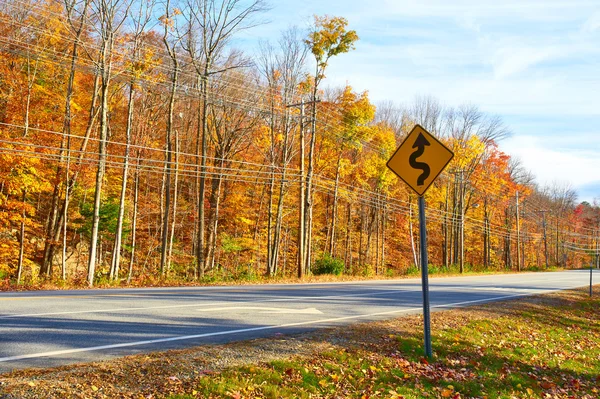 Herbstszene mit Straße — Stockfoto