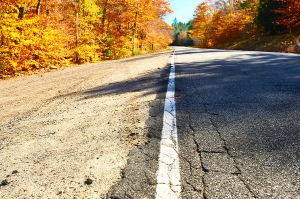 Escena de otoño con carretera — Foto de Stock