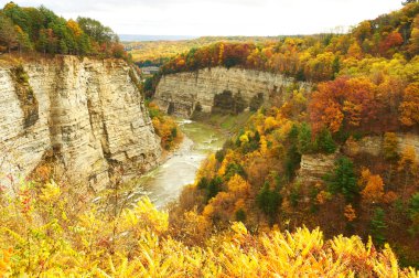 Şelaleler ve gorge sonbahar sahne