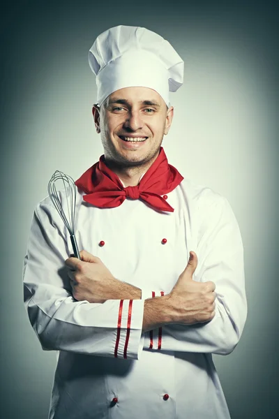 Mannelijke chef-kok met duim omhoog — Stockfoto