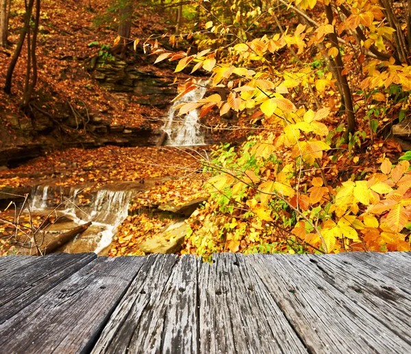 Herfst scène van waterval — Stockfoto
