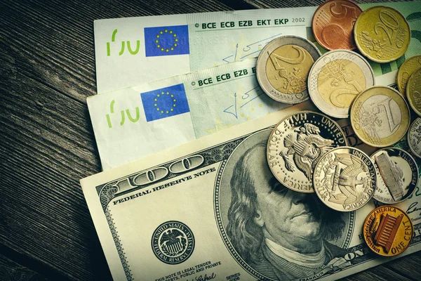 US and euro money background — Stock Photo, Image