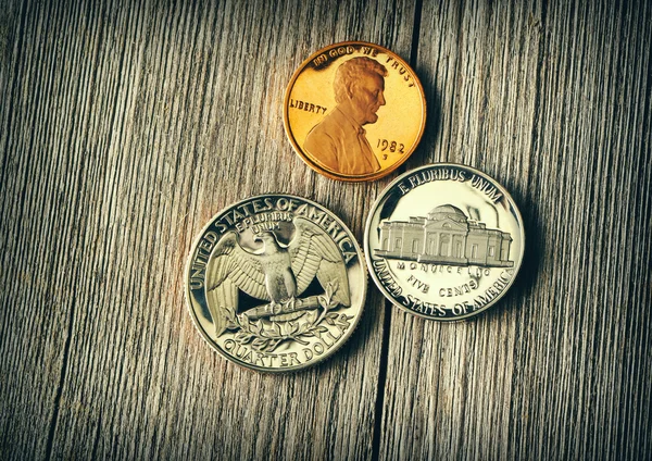 Moedas americanas — Fotografia de Stock