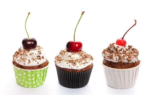 Conjunto de cupcakes de chocolate — Fotografia de Stock