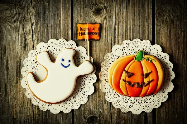 Halloween homemade gingerbread cookies — Stock Photo, Image