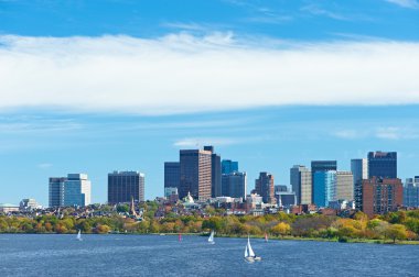 Boston and Charles river view from Harvard Bridge clipart