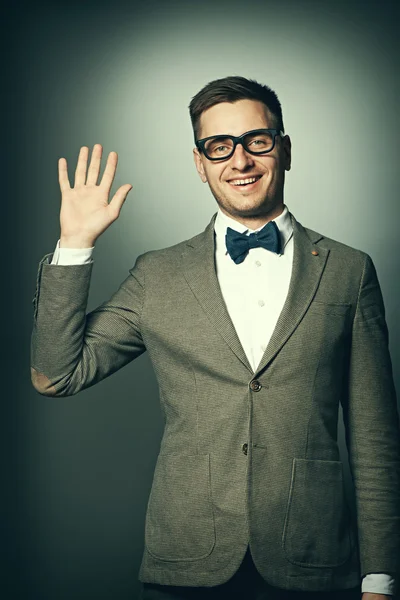 Nerd in eyeglasses and bow tie — Stock Photo, Image