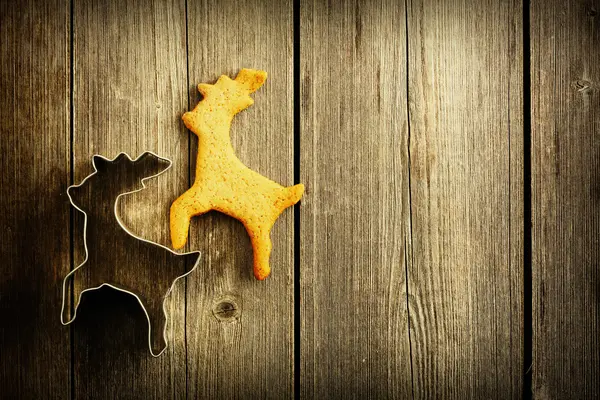 Christmas homemade gingerbread deer cookie — Stock Photo, Image