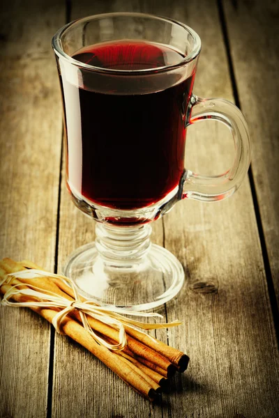 Glass of red mulled wine — Stock Photo, Image