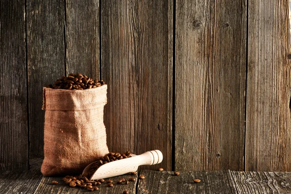 Grãos de café no saco — Fotografia de Stock