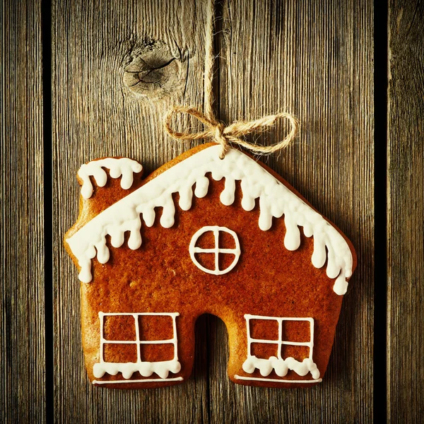 Kerstmis zelfgemaakte-peperkoek huis cookie — Stockfoto