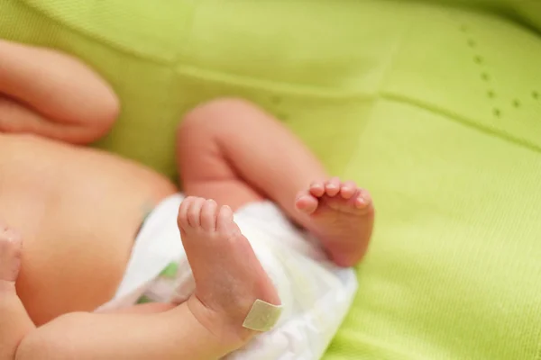 Newborn baby in bed — Stock Photo, Image