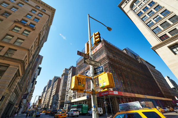 NEW YORK CITY - MARCH 27: Manhattan street, March 27 2014 in New York, USA
