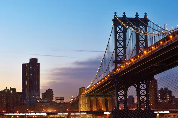 Manhattanský most při západu slunce — Stock fotografie