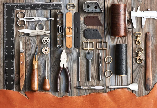 Lederen crafting tools — Stockfoto