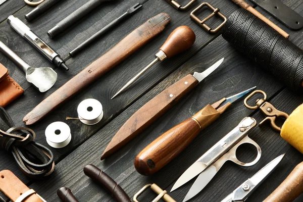 Lederen crafting tools — Stockfoto