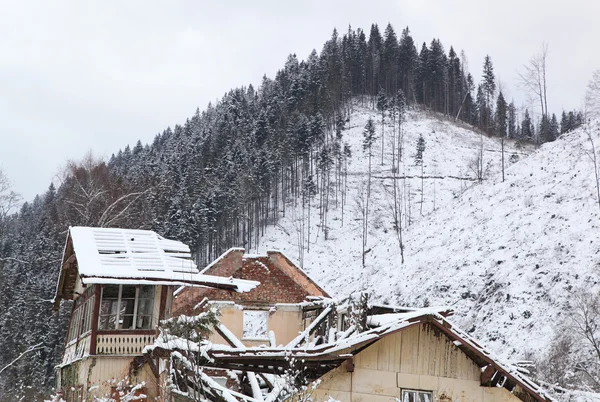 House Ruins Snow Donbas Donetsk Ukraine — Stock Photo, Image
