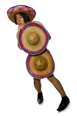 Çıplak Meksikalı adam beyazların üzerinde izole edilmiş.