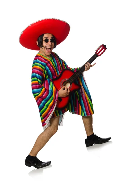 Guitarrista mexicano aislado en blanco — Foto de Stock