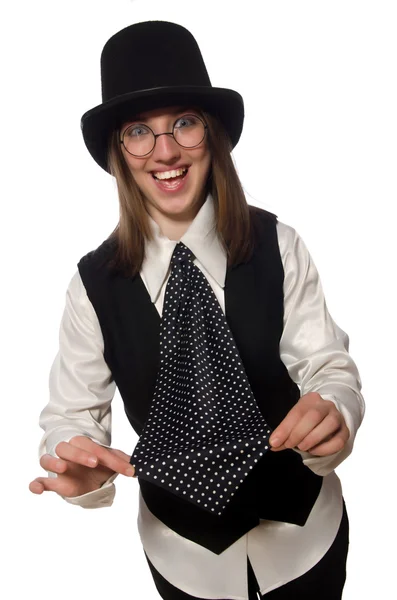 Woman magician isolated on the white — Stock Photo, Image