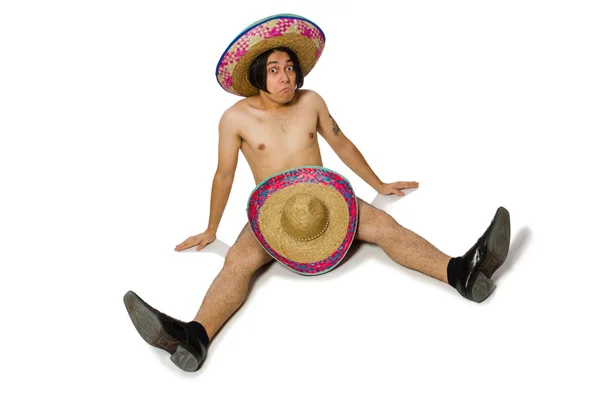 Naakte Mexicaanse man geïsoleerd op wit — Stockfoto