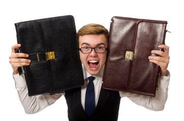 Beyaz tenli komik iş adamı.