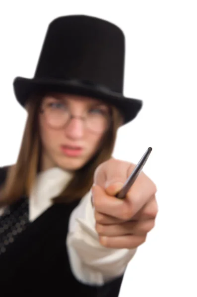 Woman magician isolated on the white — Stock Photo, Image